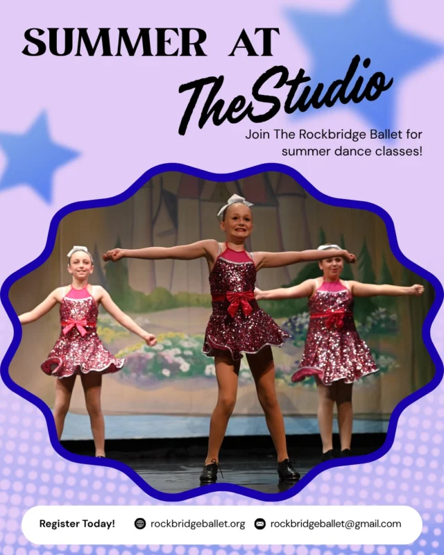 Summer classes begin next week! 🪩 We’d love for you to join us! 

 ➡️ Swipe to see our summer schedule. 🏖️☀️

Email rockbridgeballet@gmail.com to reserve your spot today!